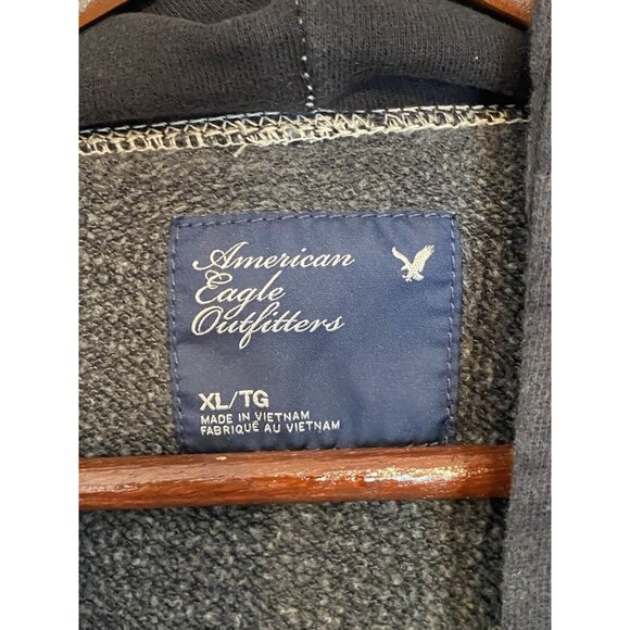 American Eagle Black Hoodie Women's XL Old Worn Comfortable AE Spell-out - Picture 4 of 5